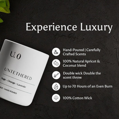U.0 Luxury Scented Candle – Sage, Orange & Amber | Hand-Poured in USA with 100% Natural Coconut & Apricot Wax | Double Wick, Long-Lasting Aromatherapy Candle for Home, Gift & Relaxation (12.5 oz)