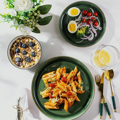 GBHOME Ceramic Dinnerware Sets, 18 Pieces Stoneware Dinnerware Set, Plates and Bowls Sets, Dishwasher & Microwave Safe,Dishes Set | Service for 6