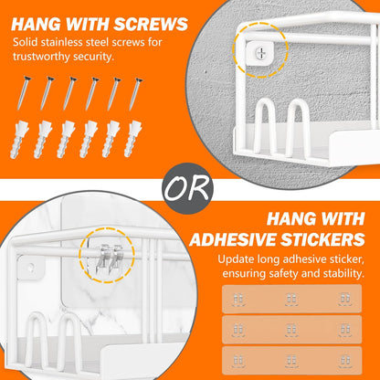 Spice Rack Wall Mounted 3 Pack, Space-Saving Spice Organizer for Spice Jars and Seasonings,Screw or Adhesive Hanging Spice Rack Organizer for Your Kitchen Cabinet,or Pantry Door White