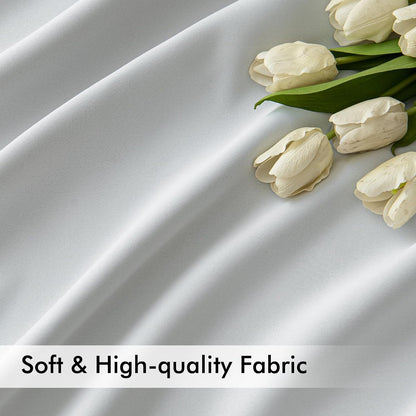 MIULEE Back Tab Light Blocking Curtains 120 Inch Long 2 Panels Set for Living Room Bedroom, Greyish White Rod Pocket/Pinch Pleated Extra Long Thermal Insulated Room Darkening Blackout Curtains/Drapes