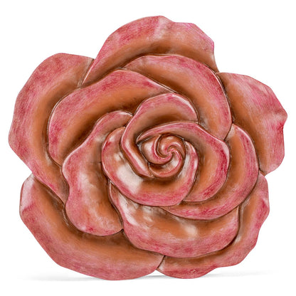 NAT & Jules Rose Flower Shaped Dimensional Indoor Outdoor 12 inch Cast Resin Decorative Garden Stepping Stone, Patio, Walkway Sculpture Yard Art, Colorful Blush