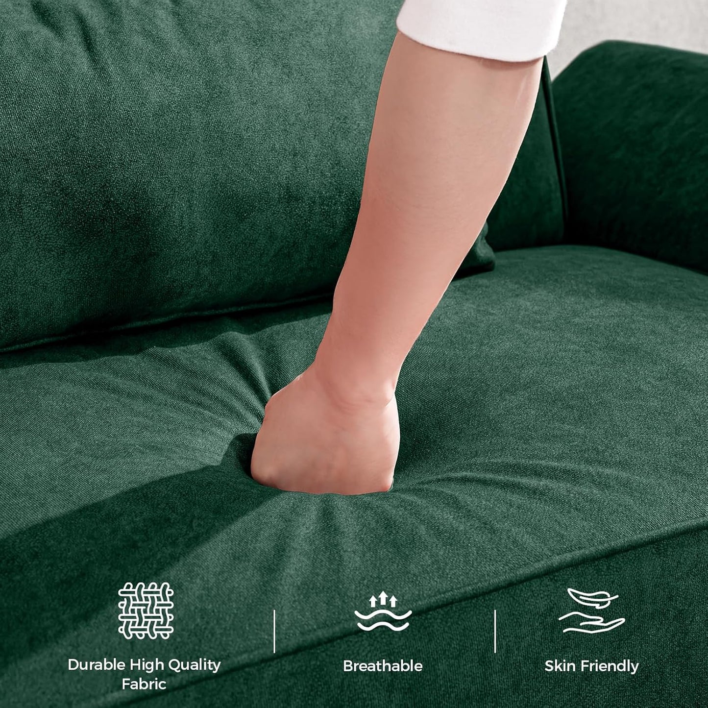 89” Futon Sofa Bed, Velvet Fabric Comfy Futon Couch Bed with 2 Square Pillows, Convertible Sleeper Sofa with Adjustable Backrest& Armrests, Modern Loveseat Sleeper for Living Room, Bedroom