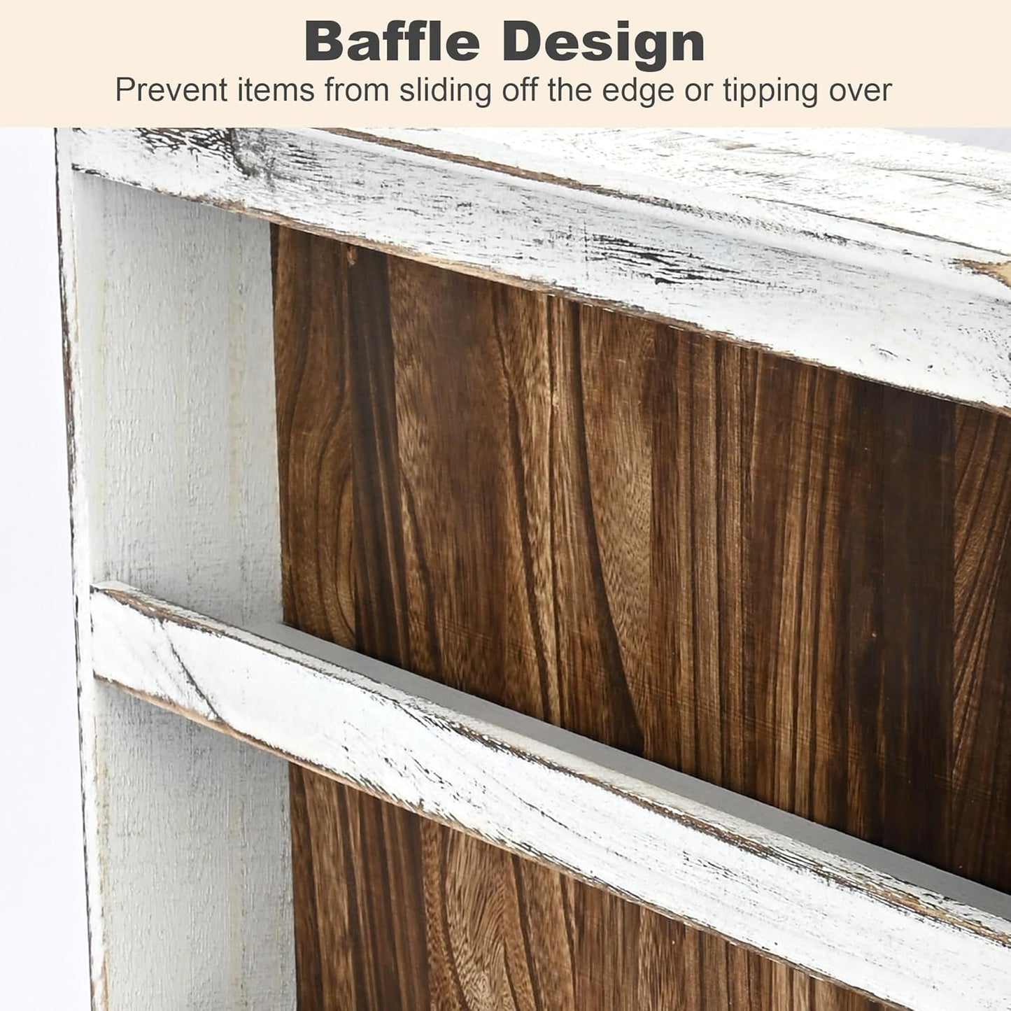 Nisorpa 3 Tier Spice Rack Wall Mount, Rustic Burnt Wood Wall Hanging Spice Rack Kitchen Spice Shelf Organizer for Seasoning Jars or Condiment Bottles, 19.68 x 3.35 x 21.25 Inches