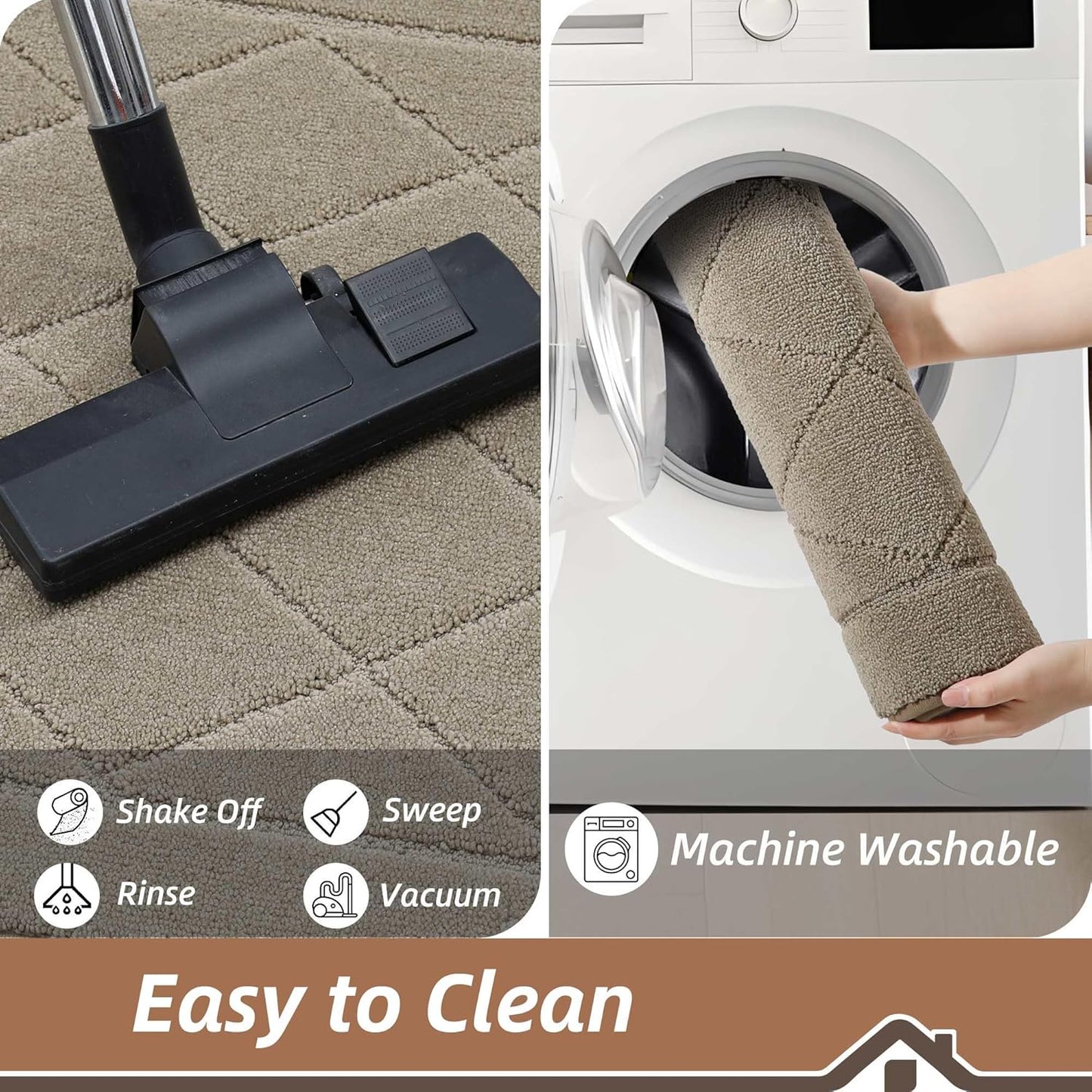 BEQHAUSE Dirt Trapper Door Mat 24" x 60", Doormat Non-Slip Entryway Rugs Washable, Dog Door Mat Stain Resistant and Absorbent Welcome Floor Mat for Front Back Door, Muddy Wet Shoes & Paws, Beige