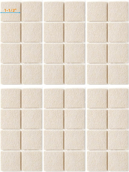 FURNIGEAR Felt Furniture Pads for Hardwood Floors - Self Adhesive Chair Felt Pads, Floor Protector for Furniture Feet, Furniture Sliders Moving Smoothly - Anti Scratch 48 Pcs 1-1/2" Square