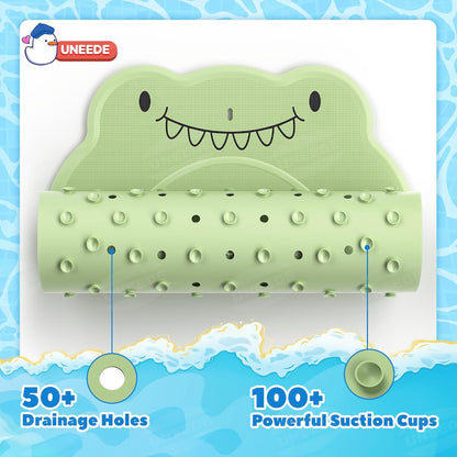 UNEEDE Dinosaur Kids Bathtub Mat - Extra Thick Rubber Shower Mat for Toddlers, 30"x18" Bath Mat with 100+ Suction Cups, Machine Washable Tub Pad for Babies & Children's Bath Time Comfort