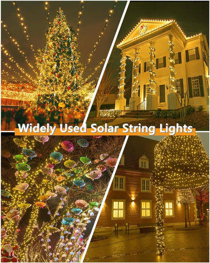 Upgrade Solar String Lights for Outside 2 Pack Total 180FT 500LED Solar Christmas Lights Outdoor with 8 Modes, IP65 Waterproof Outdoor Twinkle Light, Garden Tree Party Christmas Decoration, Warm White