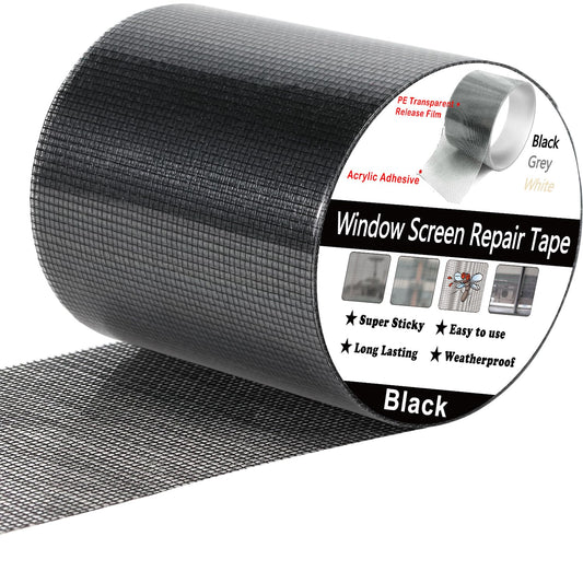 Wohohoho Window Screen Repair Tape, 3 in X 20 FT (240IN) Black Screen Patch Repair Kit, 3-Layer Strong Adhesive Invisible Screen Tape Mesh Repair for Windows, Doors Garage Mosquito Net Magnetic Screen