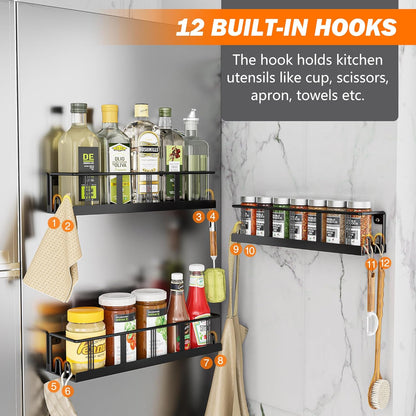 Spice Rack Wall Mounted 2 Pack, Space-Saving Spice Organizer for Spice Jars and Seasonings,Screw or Adhesive Hanging Spice Rack Organizer for Your Kitchen Cabinet,or Pantry Door