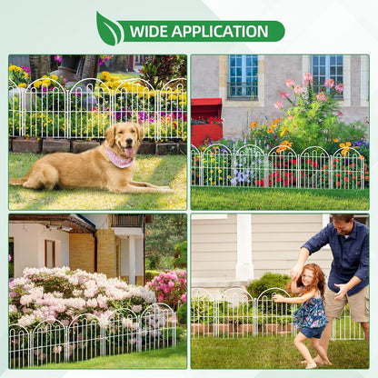 26 Pack Decorative Garden Fence, 26in x 28ft Arched No Dig Animal Barrier Fence for Dog Rabbit, Garden Edging Border, Rustproof Metal Ground Stake Border for Outdoor Yard Patio Decor, White