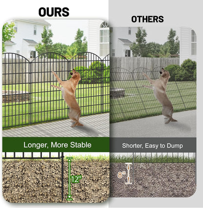 Metal Garden Fence 48in (H) x 12.7ft (L), 5 Panels + 6 Stakes Dog Fence Border Fence Animal Barrier, No Dig Garden Fencing for Yard Flower Bed Lawn Patio Outdoor, CTW4805 Black