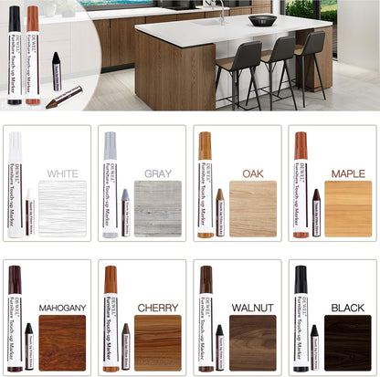 DEWEL Furniture Markers Touch Up, Upgrade Wooden Furniture Repair Kit, Premium Wood Scratch Repair Markers and Wax Sticks for Wood Stains Scratches Hardwood Floors Tables, Set of 17