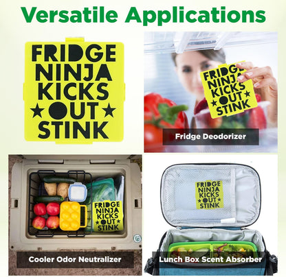 Fridge Ninja Compact Fridge Deodorizer (2 Pack) - More Effective Than Baking Soda - Compact Size Refrigerator Deodorizer Made of Activated Carbon