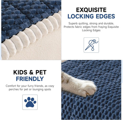 OTOB All Seasons Sofa Covers for 3 Cushion Couch Washable, Fuzzy Non Slip Kids & Pet Friendly Couch Cover Furniture Protector, Soft Plush Sofa Slipcovers Dog Bed Mats (Navy Blue, 31.5" x 70.9'')