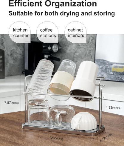 Stainless Steel Water Bottle Drying Rack Space Saving, Durable Cup Drying Rack for Kitchen Counter top, Versatile Mug Holder and Bottle Dryer Rack for Coffee mugs, Tumblers, Glasses, Travel Bottles