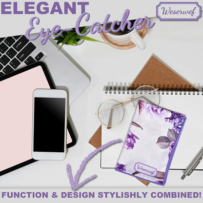 WESERWEF Design Microfiber Glasses Cleaning Cloth – Premium Cleaning Cloth for Eyeglasses, Screens, Tablets, Cameras & Lenses, 12" x 12", Ultra-Soft & Scratch-Free (Rose and Lilac)