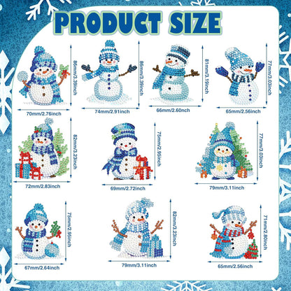 Skylety 20 Pcs Christmas Diamond Art Ornaments Kit Cute Snowman Diamond Painting Ornaments Tag DIY Xmas Rhinestone Art Keychain Crystal Handcraft Gift Wrap Tags with Rope Home Party Decor(Blue)