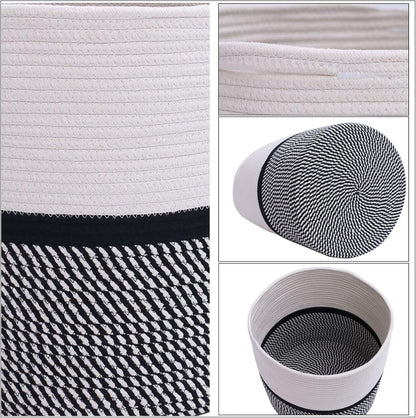 Cotton Rope Plant Basket Modern Woven Basket for 10" Flower Pot Floor Indoor Planters,Storage Organizer Toys Rustic Home Decor,Beige 11"x 11"