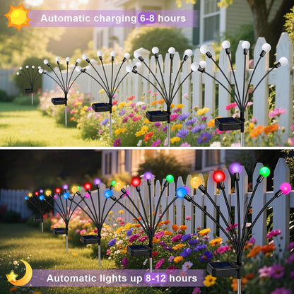 Solar Garden Lights Outdoor, 24 LEDs Solar Firefly Light, Multicolor Changing RGB Swaying Lights Outdoor Waterproof, 4 Pack 6 Heads Christmas Garden Decorative for Yard Patio Pathway Lawn Decor
