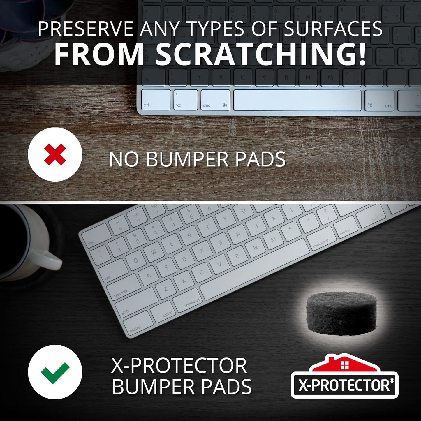 Cabinet Door Bumpers X-Protector 100 PCS – Small Felt Pads 3/8” – Ideal Black Felt Bumpers – Self-Adhesive Thick Felt Dots – Bumper Pads to Protect Glass & Other Surfaces!