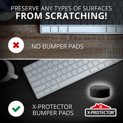 Cabinet Door Bumpers X-Protector 100 PCS – Small Felt Pads 3/8” – Ideal Black Felt Bumpers – Self-Adhesive Thick Felt Dots – Bumper Pads to Protect Glass & Other Surfaces!