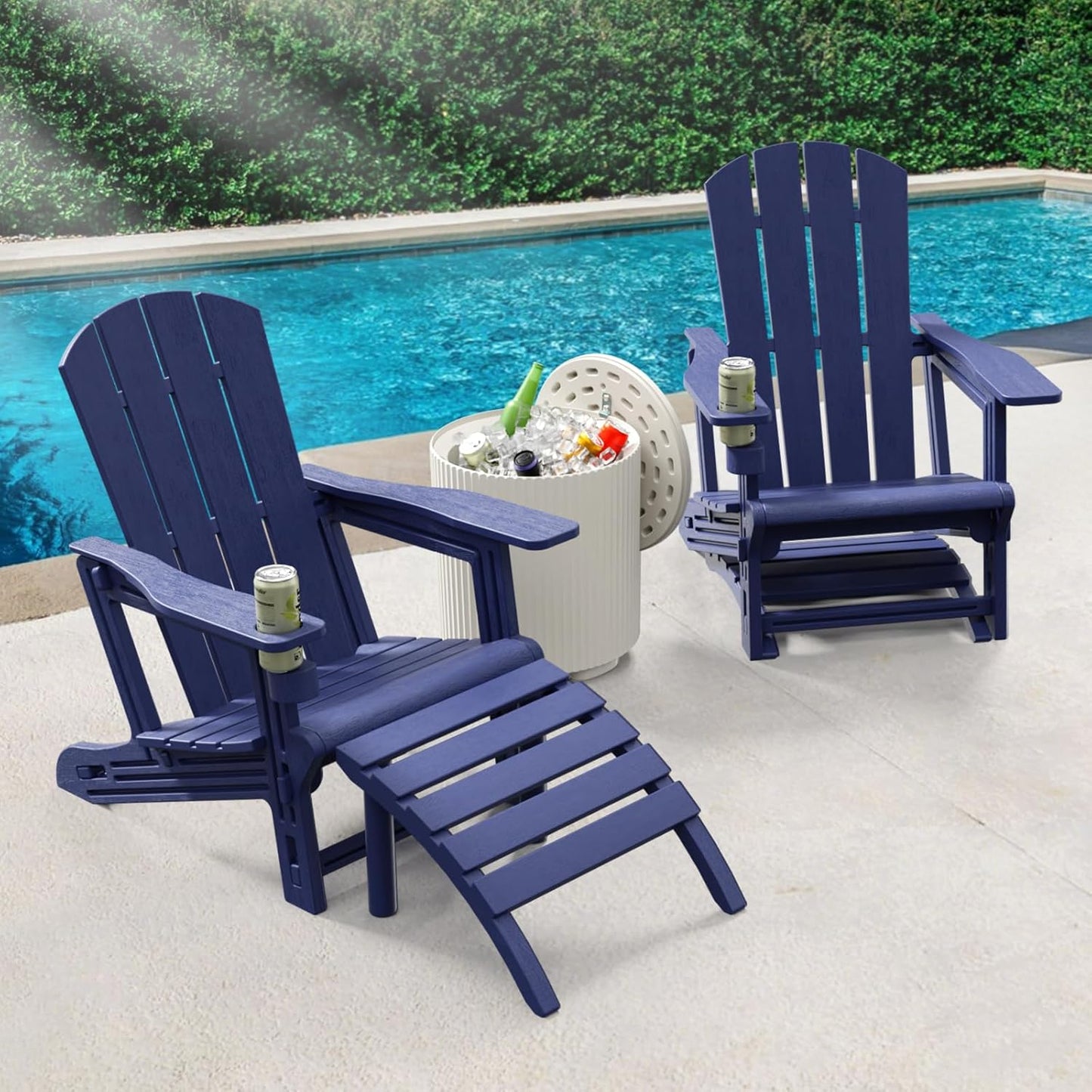 Adirondack Ottoman, HDPE Plastic Adirondack Footstool, All Weather Foot Rest for Adirondack Chair, Outdoor Footrest for Patio,Backyard, Lawn, Fire Pits, Navy Blue