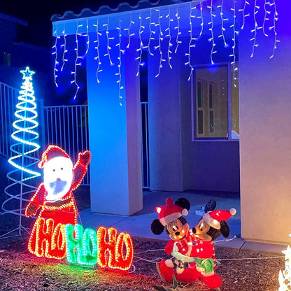 YEGUO 66ft 800 LED Blue Icicle Lights Outdoor Waterproof, 160 Drops Icicle String Light Connectable, 8 Modes Icicle Christmas Lights with Memory Timer