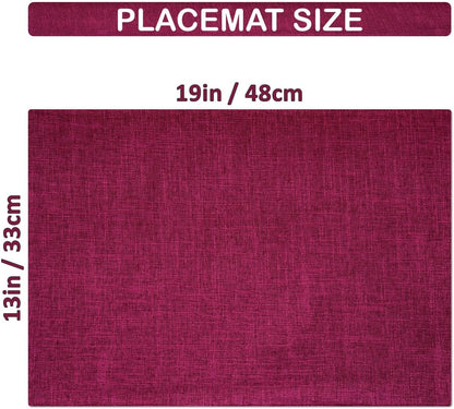 Placemat Set-Washable Place Mats for Parties-Elegant Table Mats for Kitchen Table, Set of 4 Dining Table Placemats-Heat-Resistant Cloth Placemats for Indoor and Outdoor,13x19-Burgundy Purple