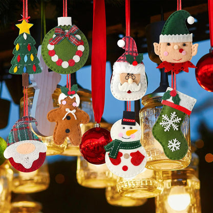 Skylety 8 Pieces 3D Christmas Tree Ornaments Set Felt Santa Snowman Candy Cane Ornament, Stocking, Gnome Decoration(Snowman)