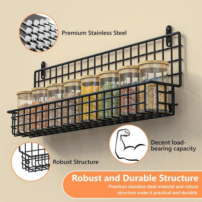 X-cosrack Spice Rack Organizer, 5-Tier Wall Spice Rack, Stackable Hanging Spice Jars Storage Racks, Great for Kitchen and Pantry, Up to Storage 48 Jars(Patent No.:D909138S)