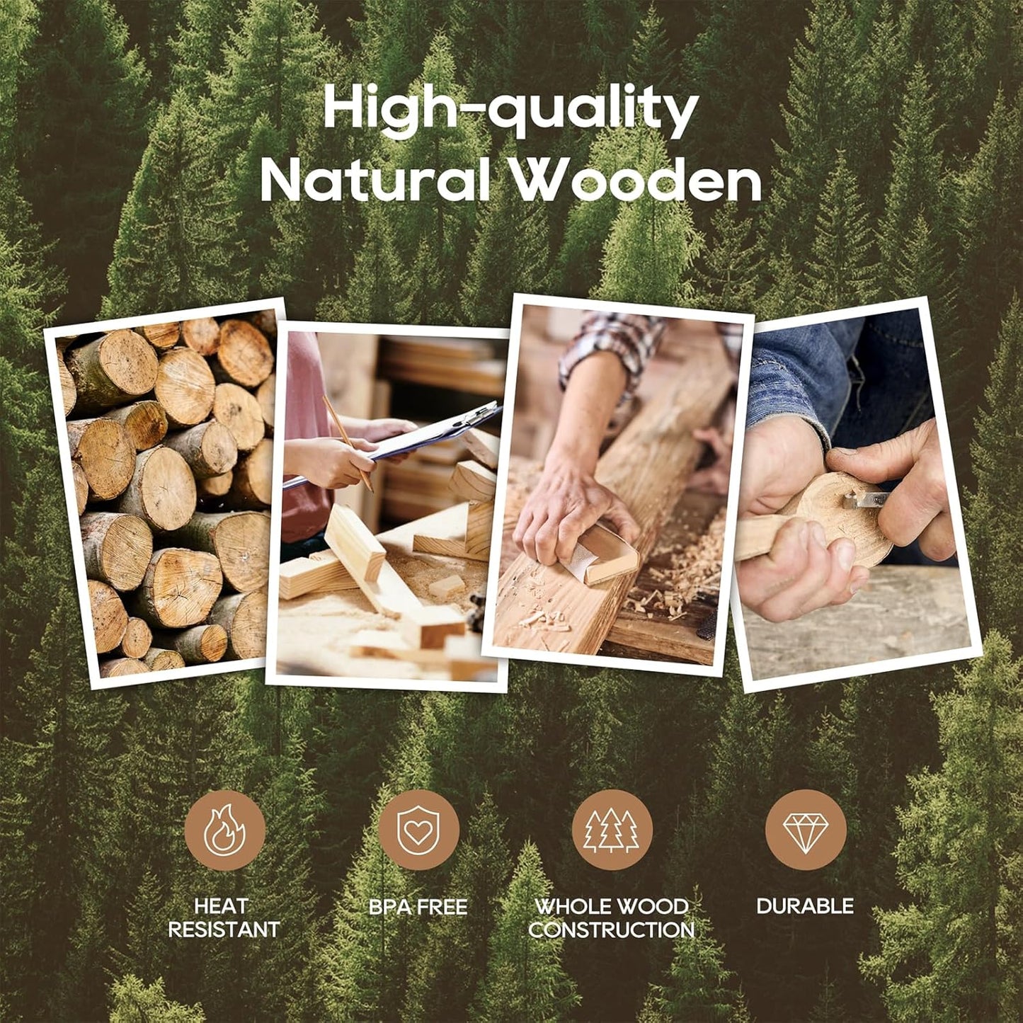 Teak Wooden Cooking Utensils Set, 10 Piece Premium Kitchen Cookware, Non-Scratch Wooden Spoons for Cooking, Perfect for Cooking and Serving