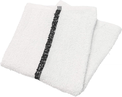 Arkwright Qwick Wick Bar Mop Towels - (Pack of 12) 100% Cotton Quick Dry Dishcloths, Super Absorbent Multipurpose Cleaning Rags for Restaurants, Kitchen, Bathroom, Hotel, 16 x 19 in, Black Stripe