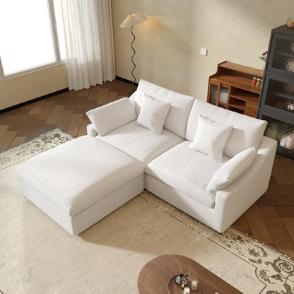 JACH Sectional Couches for Living Room, Cloud Sectional Couch with Deep Seat, Love Seat Modular Sofa with Chaise, Covers Removeable & Washable, Sofas Furniture for Living Room, White