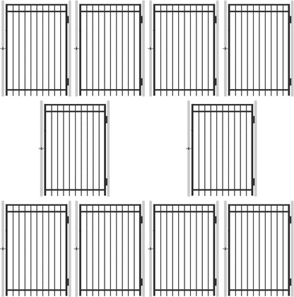 Fencer Wire Pack of 10 Heavy Duty Flat Top Fence Gate, 6FT Height x 4FT Width Outdoor Fence Gate, Anti-Rust Steel Gate for Fencing Barrier, Decorative Garden Gate for Residential, Yard, Pool, Patio