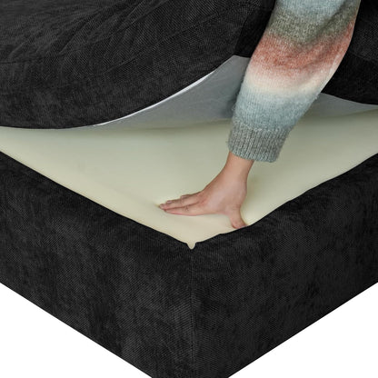 JACH Modular Ottoman Seater for Living Room, Cushion Covers Removable, Minimalist Comfy Footstool, Breathable Ottoman for Living Room Apartment (Black)