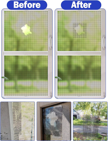 Wohohoho Window Screen Repair Tape, 2 in X 20 FT (240IN) Black Screen Patch Repair Kit, 3-Layer Strong Adhesive Invisible Screen Tape Mesh Repair for Windows, Doors Garage Mosquito Net Magnetic Screen