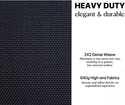 LEXMORE Placemats Set of 8 Vinyl/Plastic Woven Place Mats for Kitchen Table Indoor/Outdoor Washable Placemat Wipeable Dining Table Mats(A-Black)