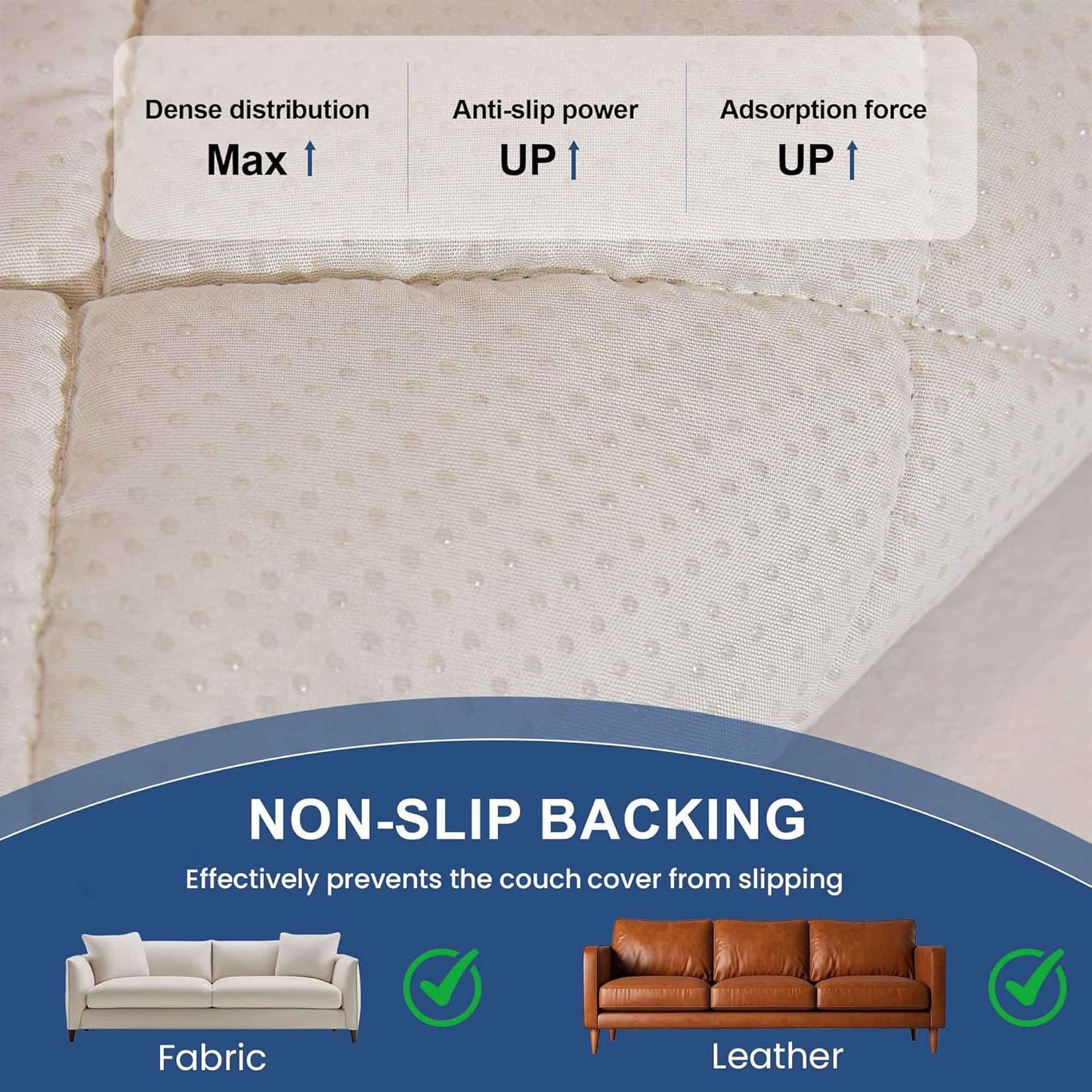 OTOB All Seasons Sofa Covers for 3 Cushion Couch Washable, Fuzzy Non Slip Kids & Pet Friendly Couch Cover Furniture Protector, Soft Plush Sofa Slipcovers Dog Bed Mats (Navy Blue, 31.5" x 70.9'')