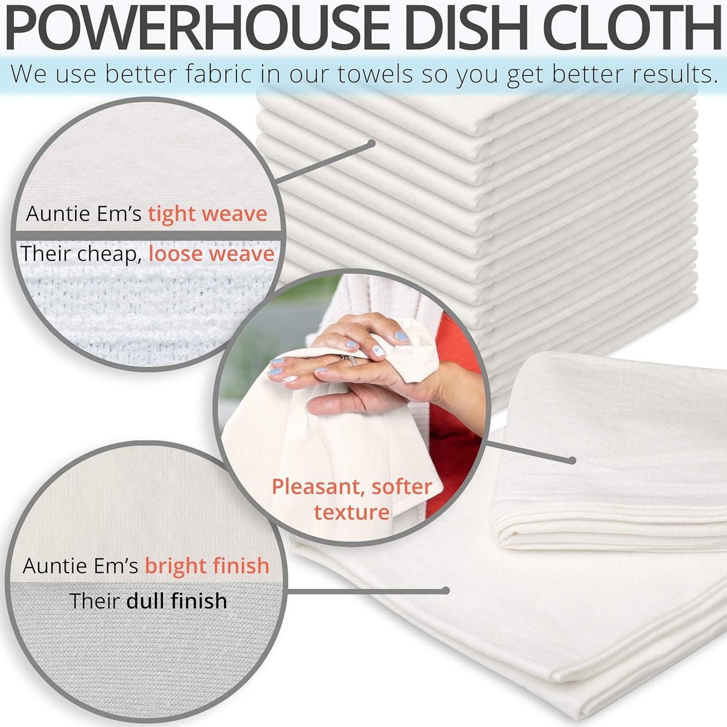 Aunti Em's Kitchen Flour Sack Dish Towels - Natural Cotton for Embroidery and Drying Glass, Hand, Dinnerware - Plain, Thick, Zero-Lint, Highly Absorbent - Set of 13, 27 x 27 Inch, Unbleached Tan