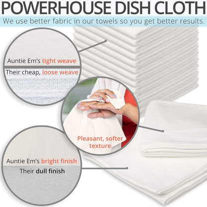 Aunti Em's Kitchen Flour Sack Dish Towels - Natural Cotton for Embroidery and Drying Glass, Hand, Dinnerware - Plain, Thick, Zero-Lint, Highly Absorbent - Set of 13, 27 x 27 Inch, Unbleached Tan