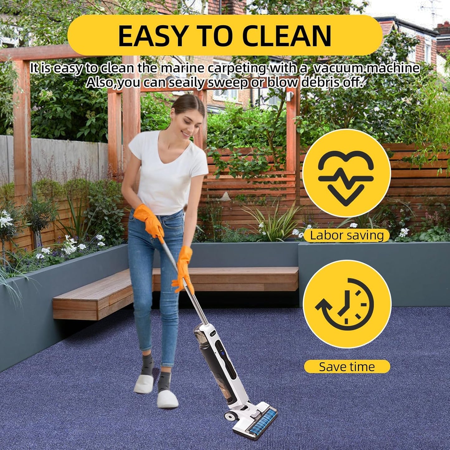 Marine Carpet,5 FT x 15 FT Deep Blue Indoor Outdoor Carpet 0.2" Thick Boat Carpet with Water-Proof TPE Backing, Non-Slide Outdoor Marine Carpet Roll for Home, Patio, Porch, Deck