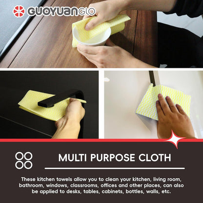 Disposable Dish Cloths Disposable Cleaning Towels Heavy Duty Reusable Cleaning Cloths Dish Rags for Kitchen,11.8 x 21 inches - 50 Counts/Pack,Yellow