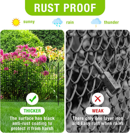 Tall Garden Fence Animal Barrier with Gate,36 in(H) 14 Panels Garden Fences Total 32ft(L) No Dig Temporary Dog Fence for Outdoor Yard, Rustproof Metal Wire Tall Decorative Fencing