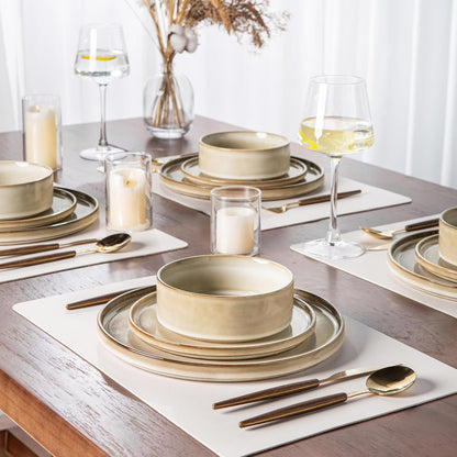 AmorArc Ceramic Dinnerware Sets, Handmade Reactive Glaze Stoneware Plates and Bowls Sets,Highly Chip and Crack Resistant | Dishwasher & Microwave Safe Dishes Set, Service for 6 (18pc)