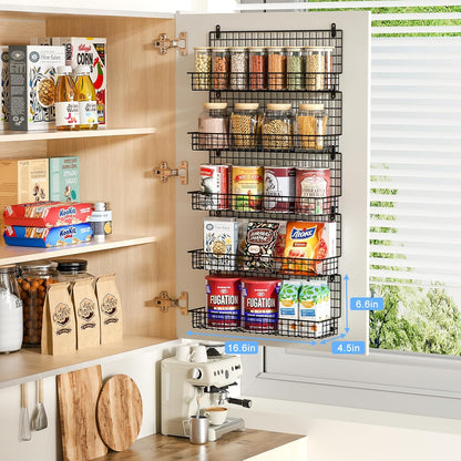 X-cosrack Spice Rack Wall Mount, 5 Tier Large Spice Rack Organizer for Efficient Storage, Height-Adjustable Hanging Spice Shelf for Kitchen and Pantry, Up to Storage 90 Jars(Patent No.:D909138S)