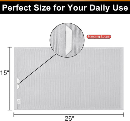 Homaxy 100% Cotton Waffle Weave Kitchen Towels - 4 Pack Soft and Absorbent Dish Towels - 16 x 26 Inches Quick Dry Hand Towels - Light Grey