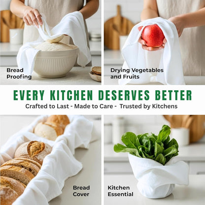 Flour Sack Towels| Tea Towel for Crafts| Kitchen Dish Cotton Blank Towel for Embroidery|Baking Bread Proofing Linen Cover| Thick Absorbent Quick Dry| 6 Pack 28"x28" White