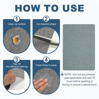 PATIKIL 8x11 Inch Linen Repair Patches, 2Pcs Self-Adhesive Fabric Patch for Sofas Tote Bags Furniture Car Seats Clothes Tents, Blue