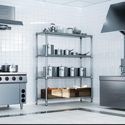 1760 LBs 4 Tier Storage Rack Metal Wire Shelving Unit, Storage Standing Shelf Organizer for Laundry Bathroom Kitchen Pantry Garage Utility Room, Chrome 17.7" D x 59.1" W x 70.4" H