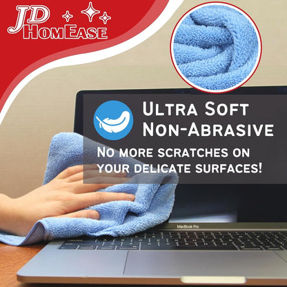 Microfiber Cleaning Cloths,12 Pack, 16"x16", All-Purpose, Softer, Highly Absorbent, Lint-Free, Reusable, Washable Pro Towels, Black, for House, Kitchen, Bathroom, Car, Office